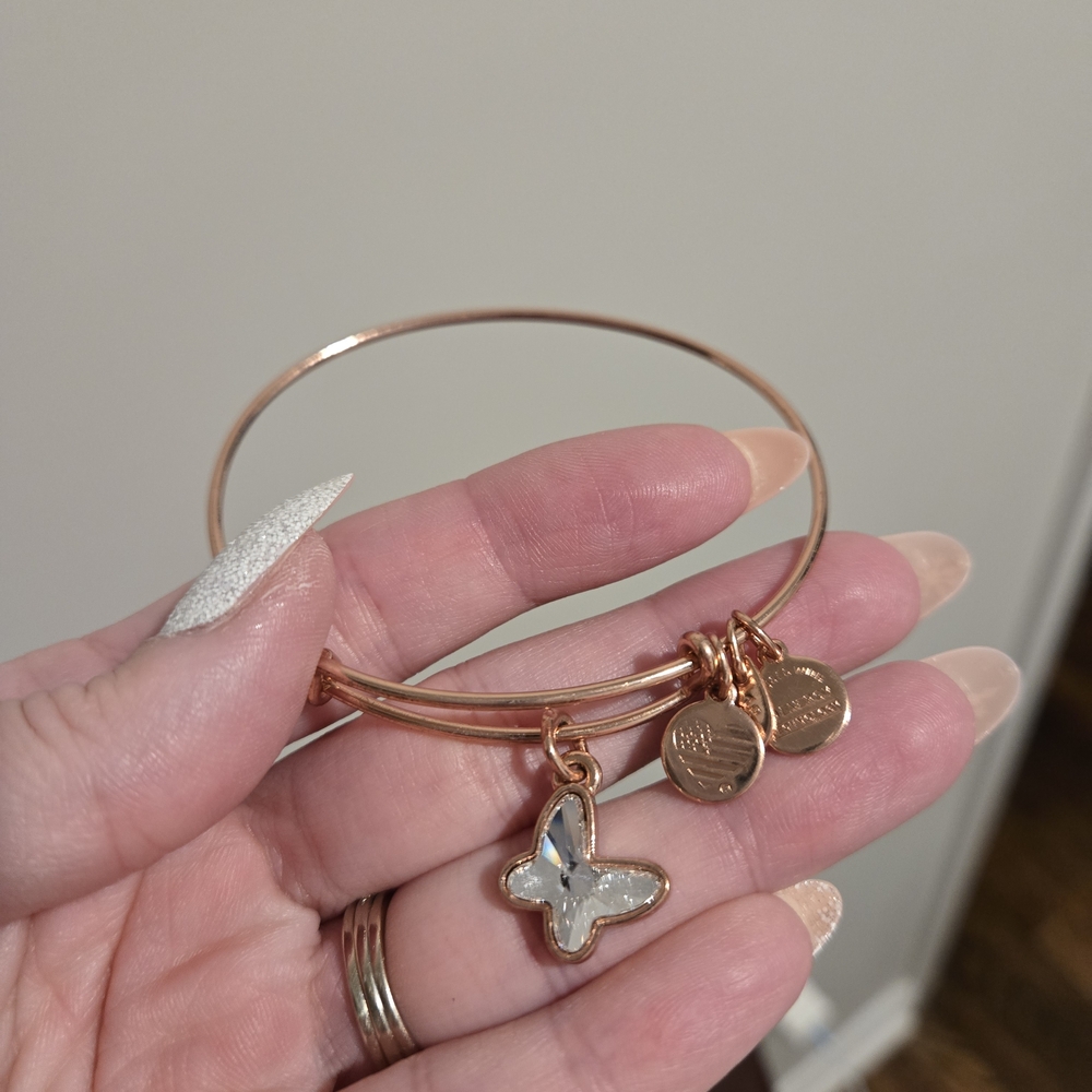 Alex & Ani Rose Gold Crystal Butterfly